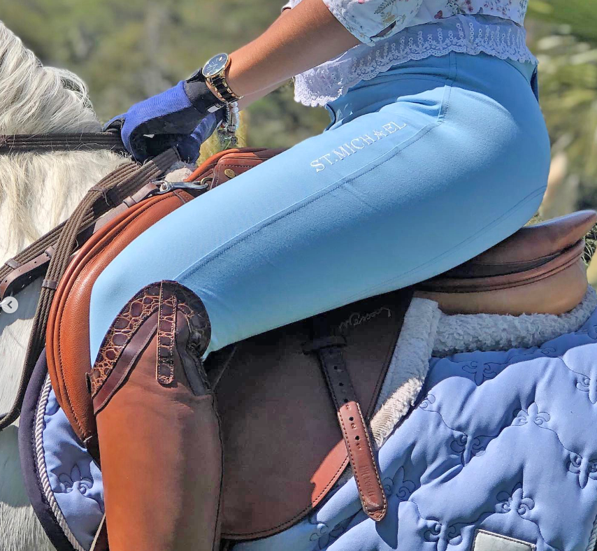 Pantalon para Dama con parche de silicon - St. Michael Equestrian - Celeste