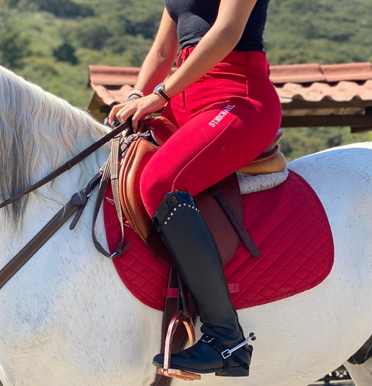 Pantalon para Dama con parche de silicon - St. Michael Equestrian - Rojo